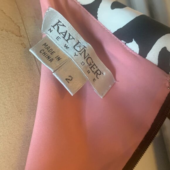 Kay Unger Fitted Sleeveless Black White Cheetah Print Cocktail Dress Womens Sz 2 - Picture 7 of 9